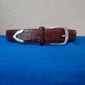 Brighton Moc Croco Alligator Leather Woman's S Belt Brass Buckle Style 41807